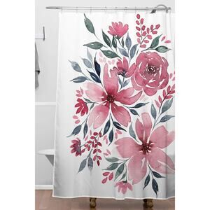 Society6 Kris Kivu Modern Watercolor Florals No.2 Shower Curtain 72 x 69" NEW